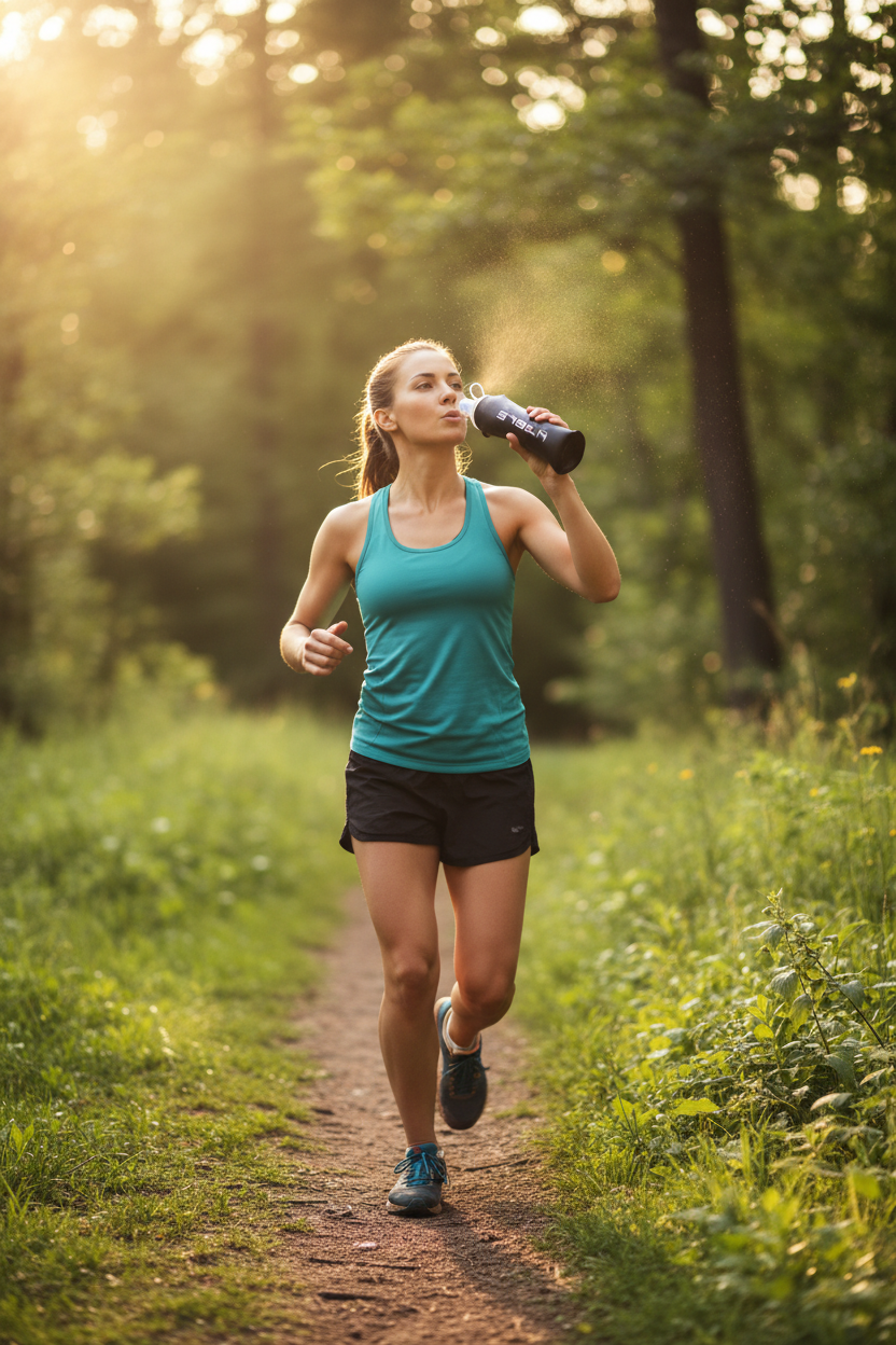CoreForm Soft Water Bottle - lifestyle runner drinking